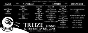 Timeline Treize Festival, Rennes du 12 au 15 Avril 2018
